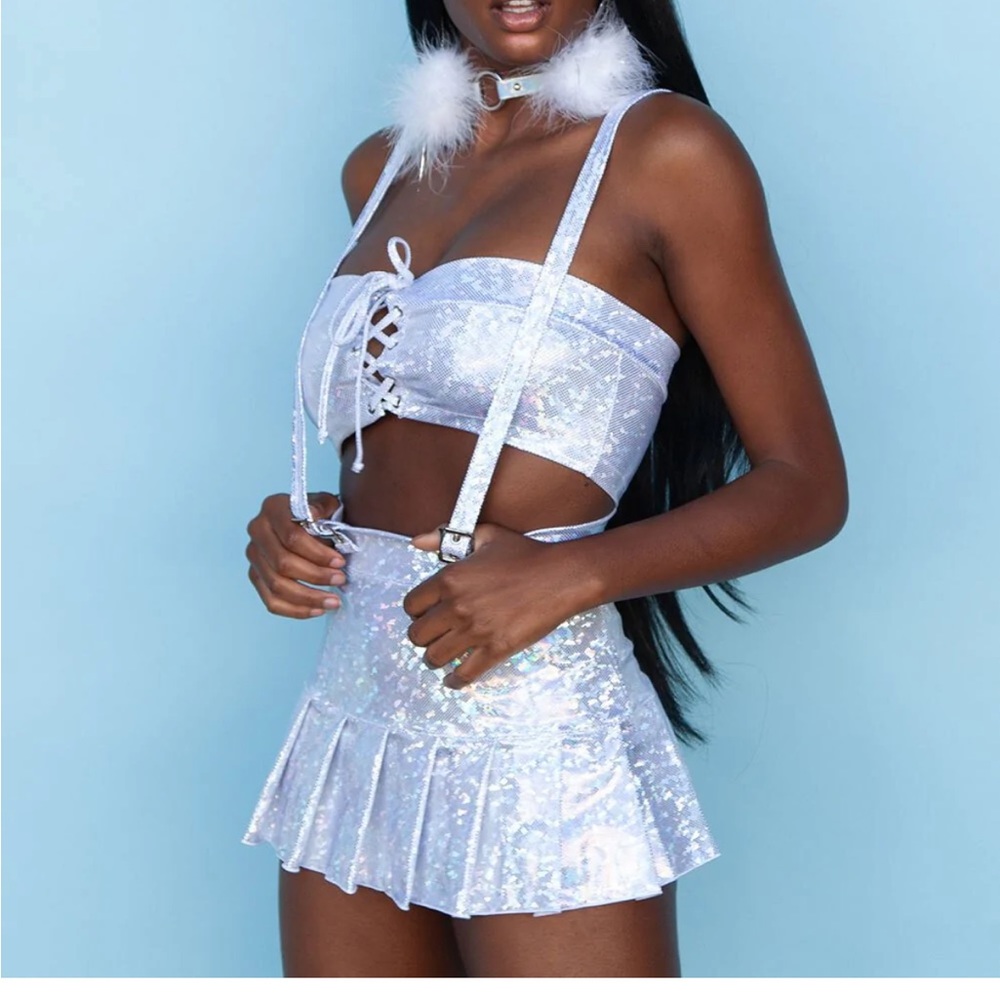 iheartraves Magical Dream Lace Up tube top and skirt matching set